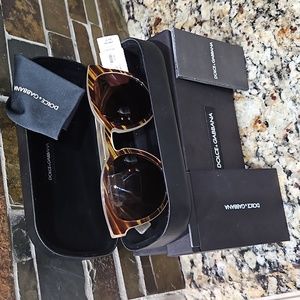 NWT! NEW in box! Dolce & Gabbana Honey Brown Stripe Sunglasses/Case/Cloth/Card:)